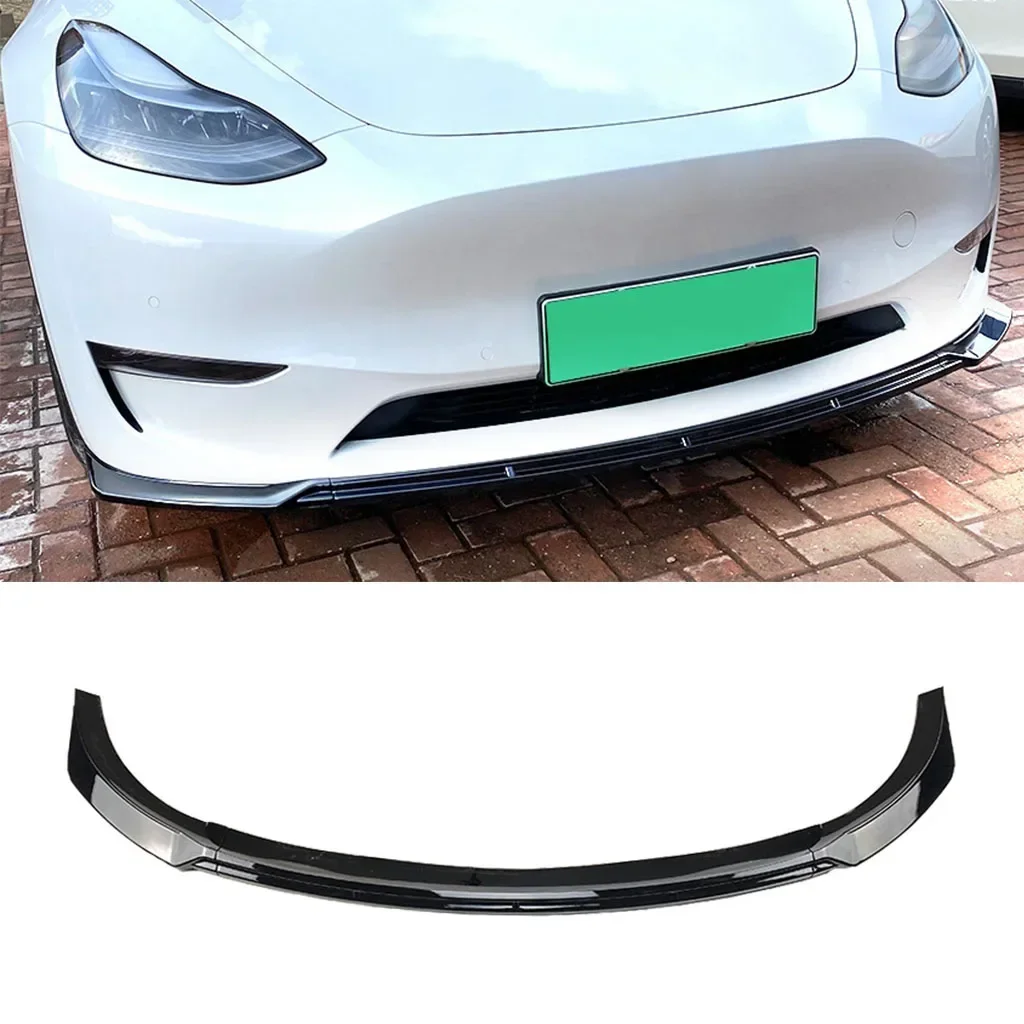 

New！ Car Front Bumper Lip Spoiler Diffuser Splitters Body Kit Aprons Cover Guard Trim For Tesla Model Y 2020 2021 2022 Body kits