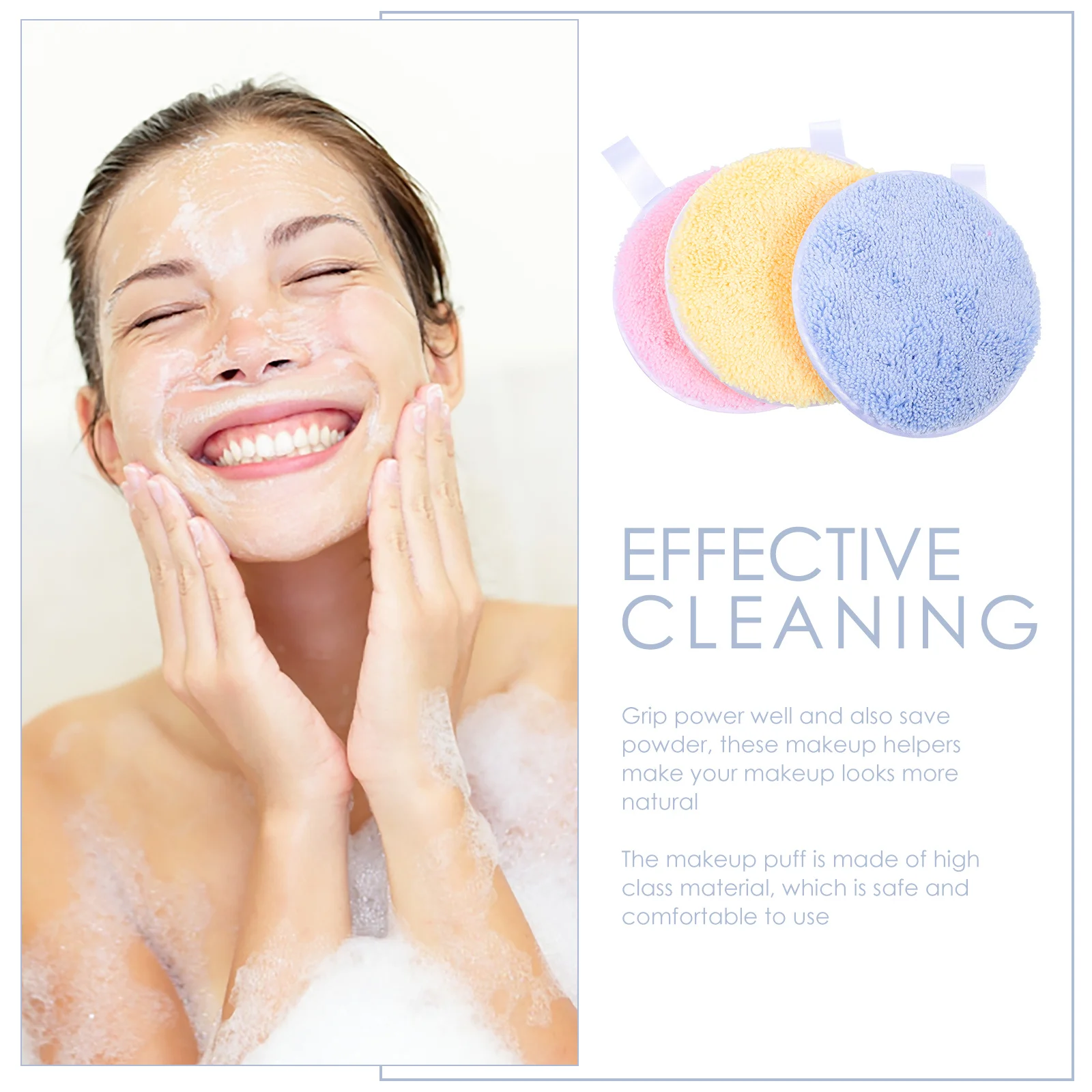 3Pcs Rounded Makeup Puff Face Cleaning Comfortable Applicators Soft Durable Powder Puff for Sensitive Skin Use