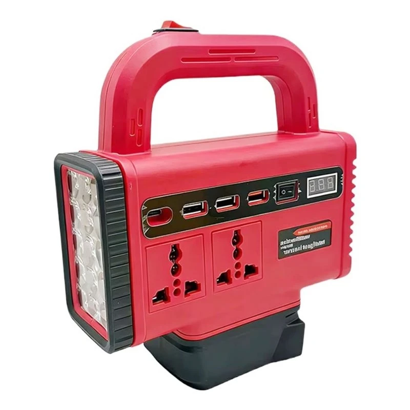 A76I-Intelligent 150W Power Inverter DC 18V To AC 110V 220V Converter For Milwaukee 18V Battery Powered Station With Light