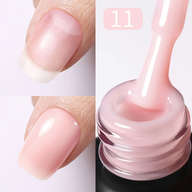 BORN PRETTY Milky Pink Gel-Nagellack auf Gummibasis, Glitzer, 15 ml, semi-permanenter Lack, Soak Off, selbstnivellierendes UV-LED-Gel
