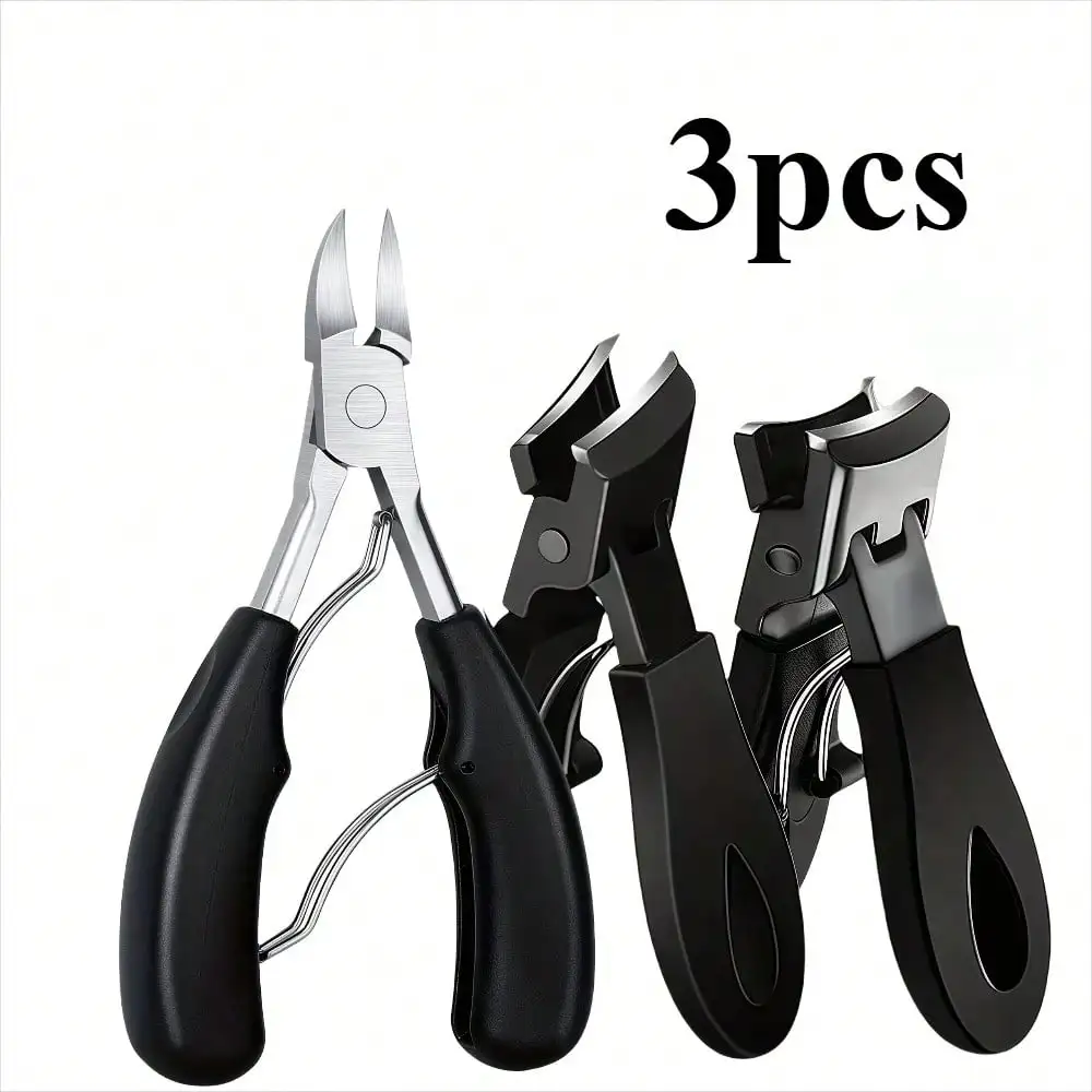 1/3Pcs Stainless Steel Nail Clipper Set, Sharp Curved Blades for Thick & Ingrown Nails, Paronychia Care, Daily HandFoot Nail Kit