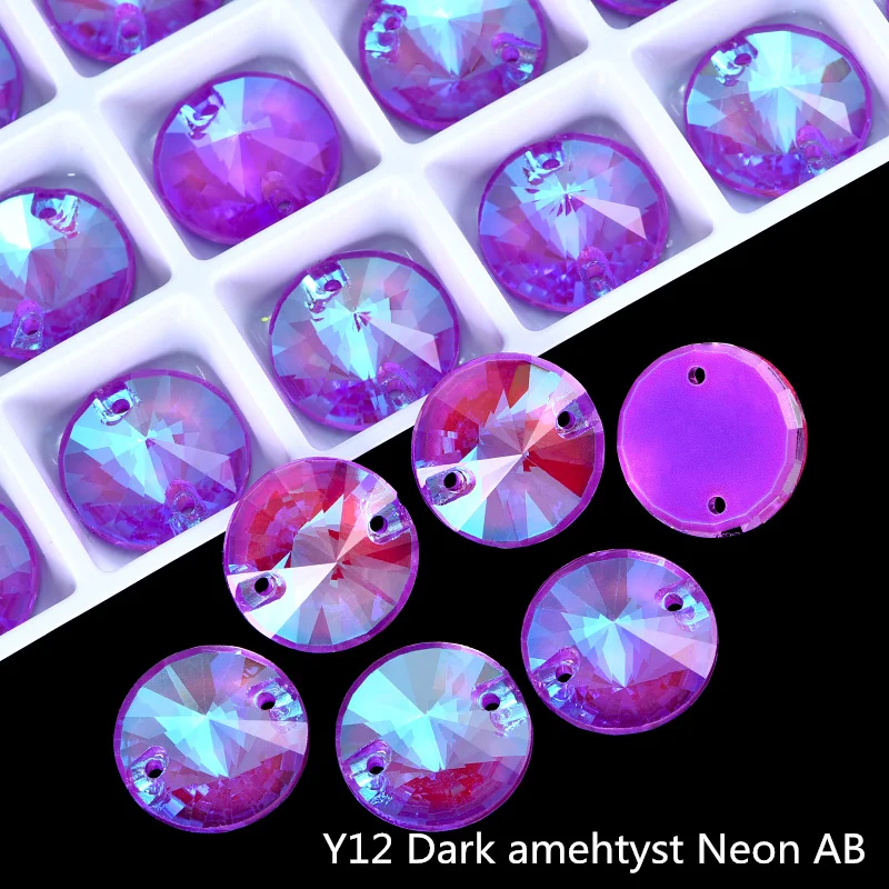 OLeeya K9 Glas Neon Rivoli Nähkristalle Strass mit abgeschrägten Kanten zum Aufnähen, flache Rückseite, für DIY-Kleidung und -Accessoires – Detail 7