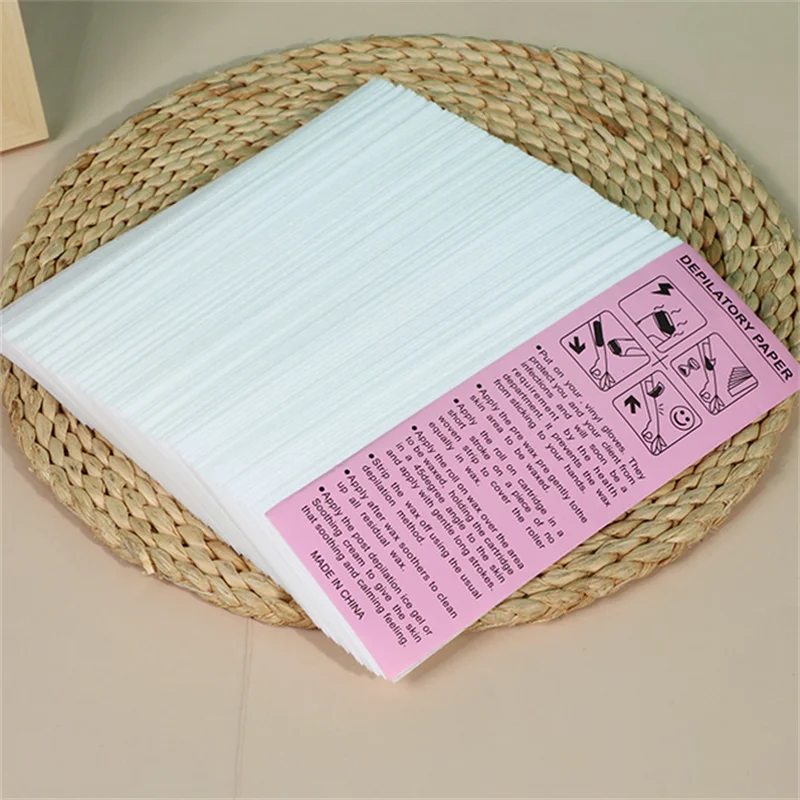 عالية الجودة غير المنسوجة إزالة الشعر لفات ورق شمع 100/500 قطعة الجسم القماش لنزع الشعر شريط شمع لإزالة الشعر