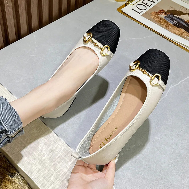 Real Leather Women Round Toe Flats Single Shoes Spring Autumn Ladies Dressy Loafers Office Ballerinas Femme Luxury Shoes 35-42