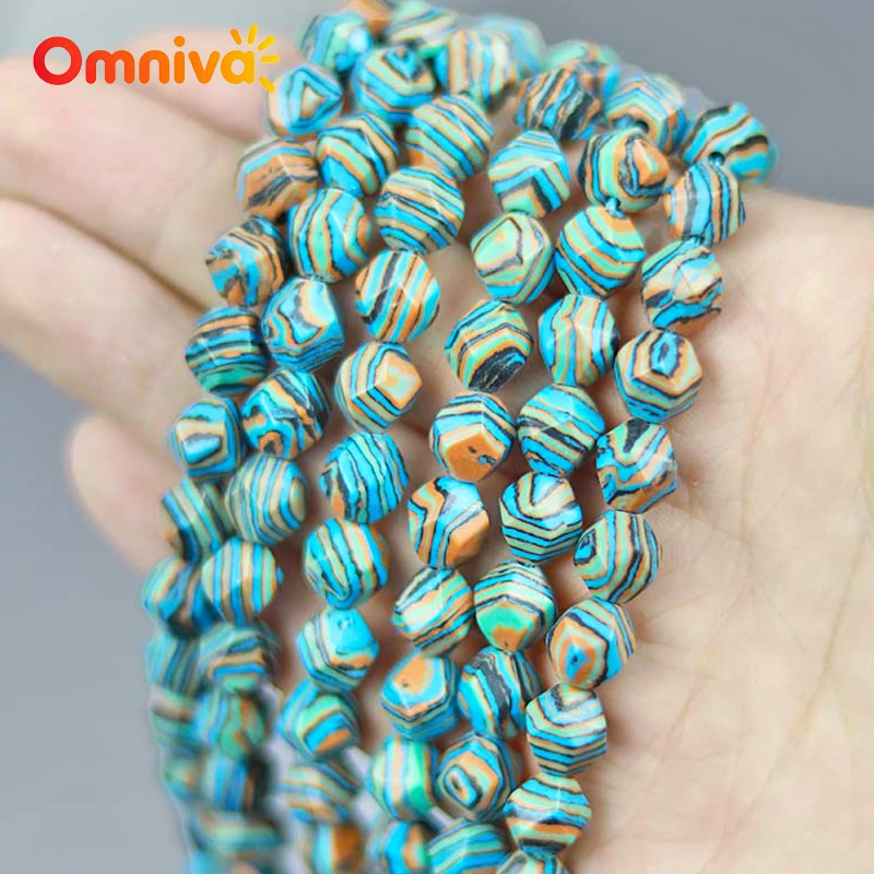 Natural Stone Faceted Blue yellow black peacock Beads For Jewelry Making DIY keychain Earrings Accessories 15 '' Strand 6/8/10MM - view 3