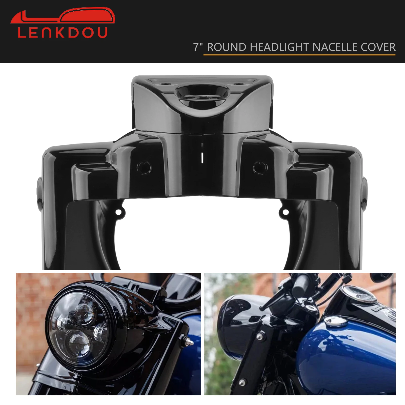 7\'\' Motorcycle Black Round Headlight Nacelle Cover For Harley Touring Road King FLHR 2014-2023 Moto Accessories ABS Plastic
