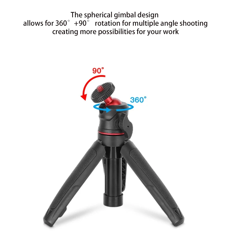Mini Extendable Tripod, Portable Desktop Stand for Phone/Camera/Light/Mic/GoPro, Adjustable Stable Holder with 1/4" Screw Mount