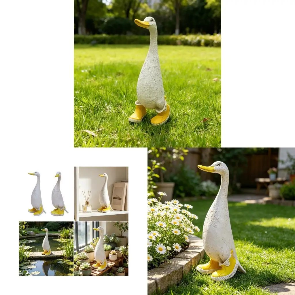 F19B Duck Figurines Resin Duck Statues for Front Porch Garden Decors Funny Animal Sculpture Decors Yart Art Ornament Gift