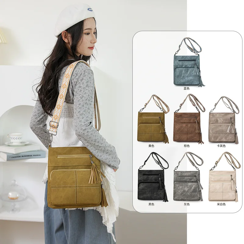Durable and dirt-resistant, multi-pocket women's single-shoulder bag, vertical square, large-capacity, lightweight crossbody bag