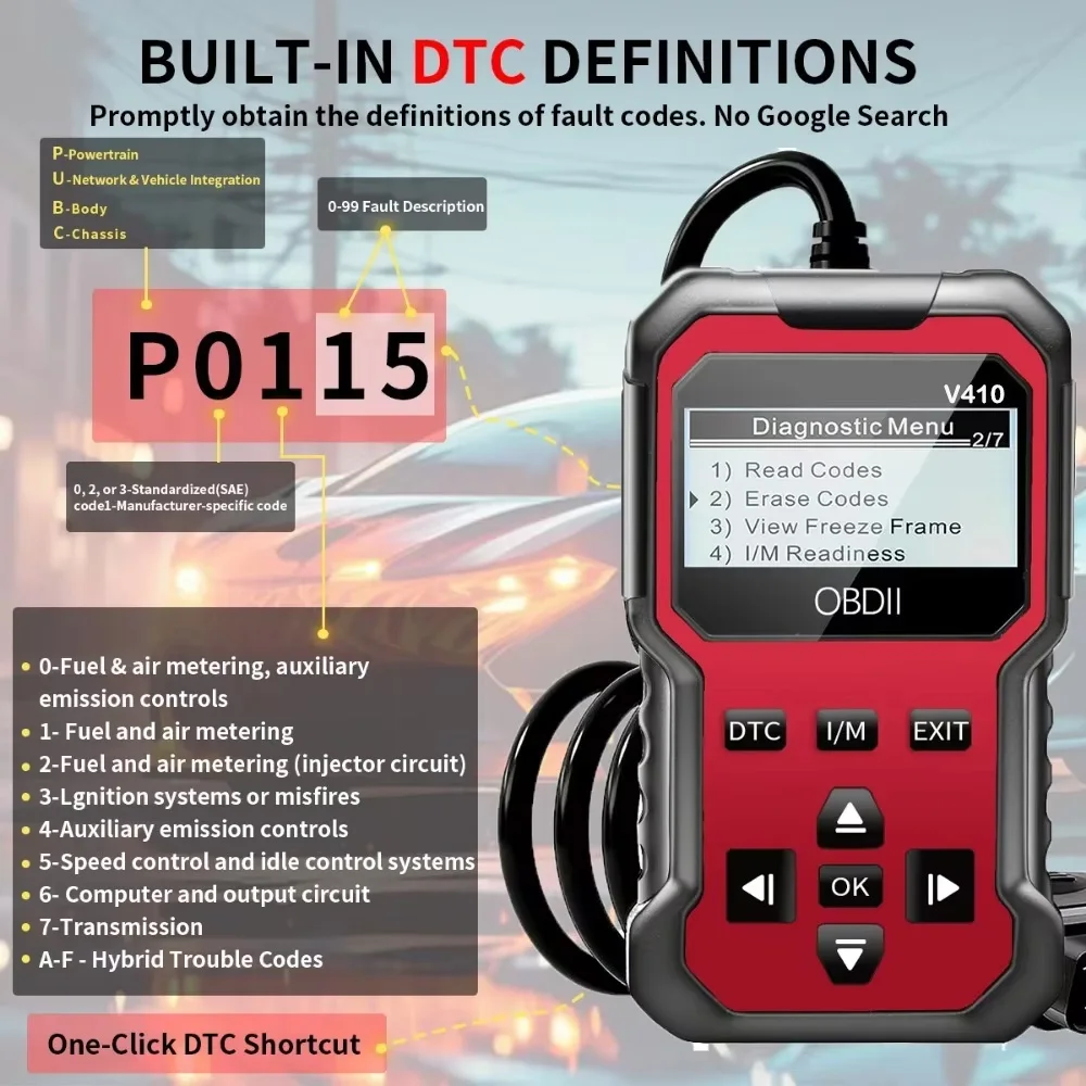 الماسح الضوئي Obd2 V410 - قارئ الرمز الفوري وفحص الجهد | تشخيص النظام الكامل لسيارات obdii/EOBD | تحليل الخطأ #5