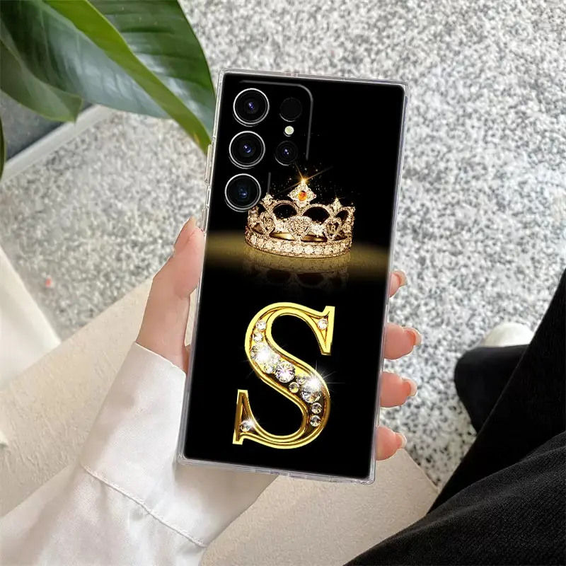 رسالة W Q O N S R Y X S25 حافظة شفافة لهاتف سامسونج جالاكسي S25 S24 S23 Ultra S20 S21 FE S22 Plus A56 A55 A36 A26