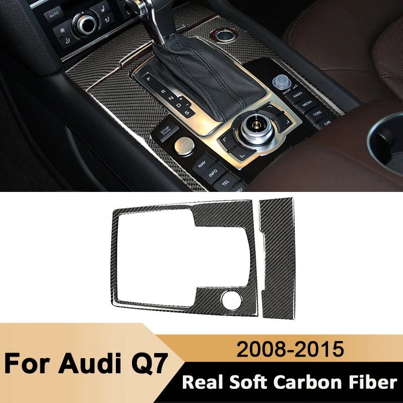 

For Audi Q7 2008-2015 Carbon Fiber Car Gear Shifter Trim Frame Ashtray Panel Decorative Sticker Auto Interior Accessories