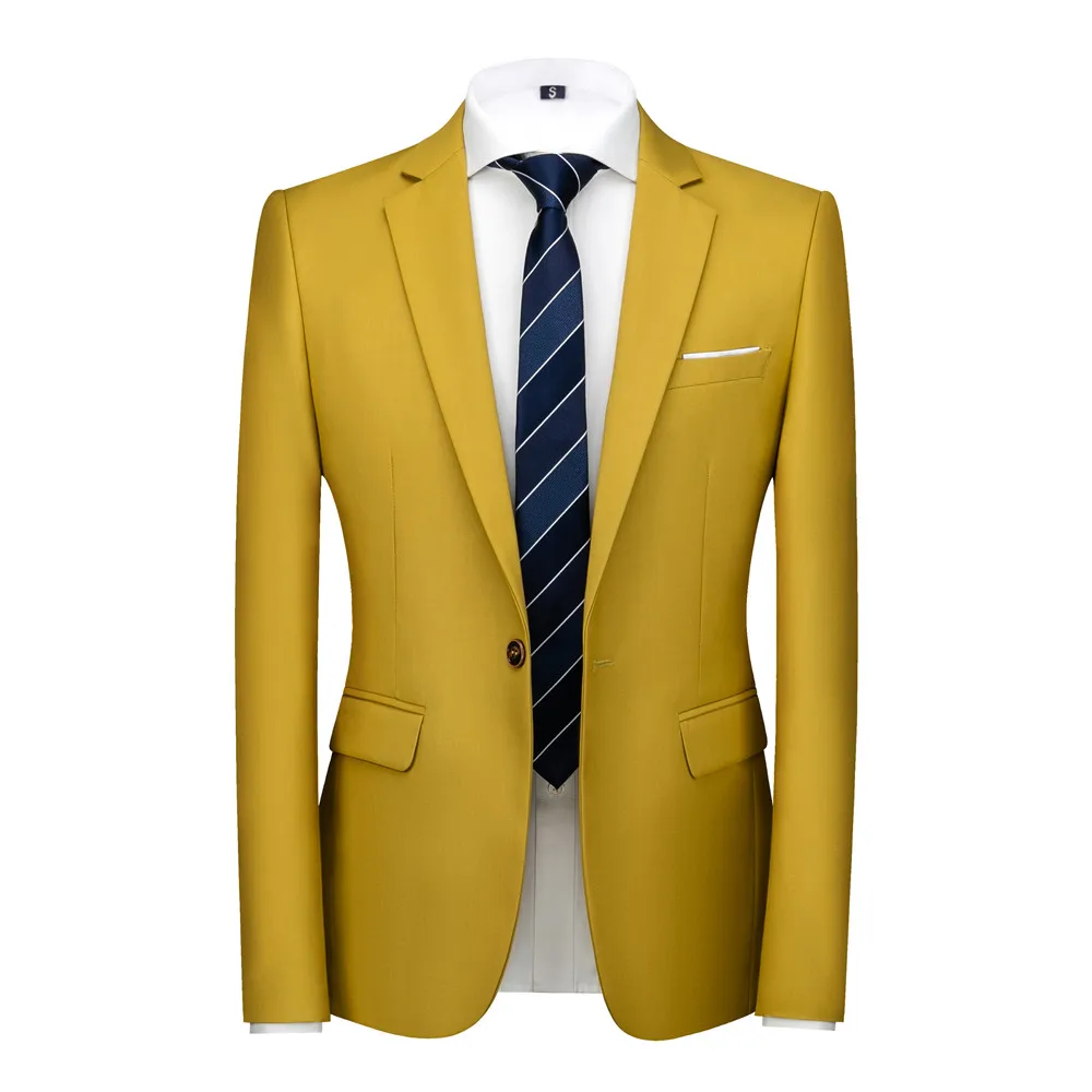 Plus Size 6XL-M Candy Colors Mens Business Slim Blazers Jacket Formal Office Social Club Casual Formal Wear Tuxedo Suit Jacket