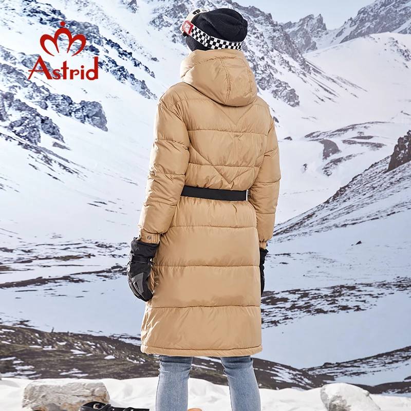 Astrid Winter Parka for Women Down Jacket Hooded Belt Thick Padded Overcoat Ladies Long Quilted Coats Snow Wear Windproof Outfit