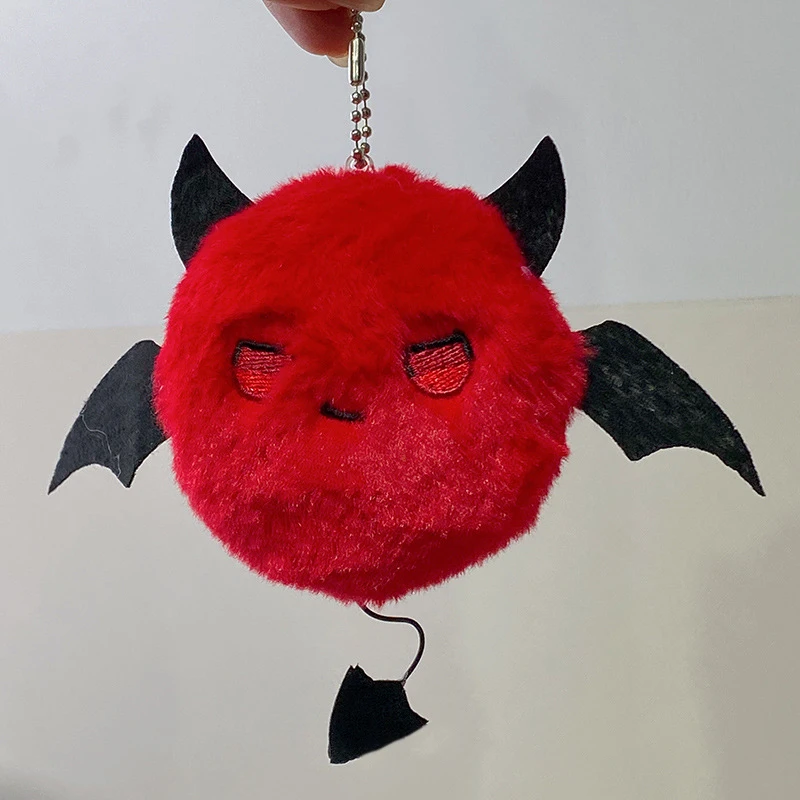 Cute Anime Plush Demon Doll Keychain Wing Bat Pendant Keyring Backpack Hangings Decoration Girls Halloween Birthday Gifts