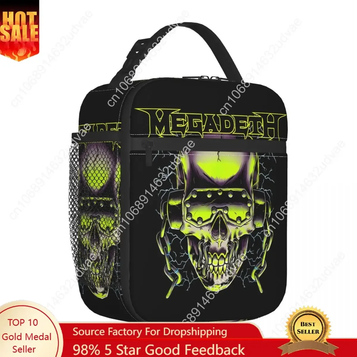 Megadeths Rock Band Lightning Vic Merch Insulated Lunch Tote Bag For School Food Storage Bag Portable Thermal Cooler Lunch Box