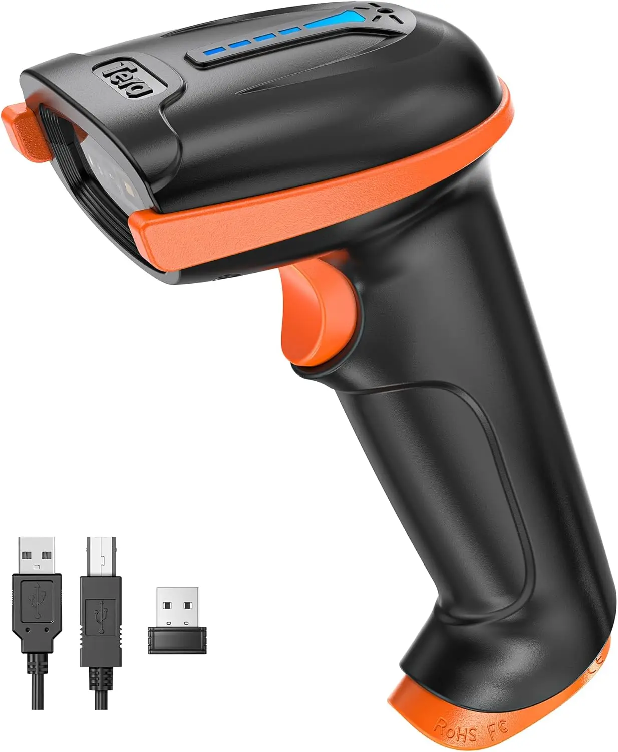 

Wireless and Wired QR Barcode Scanner with Battery Indicator, Compact Handheld Reader for Easy Plug and Play Use