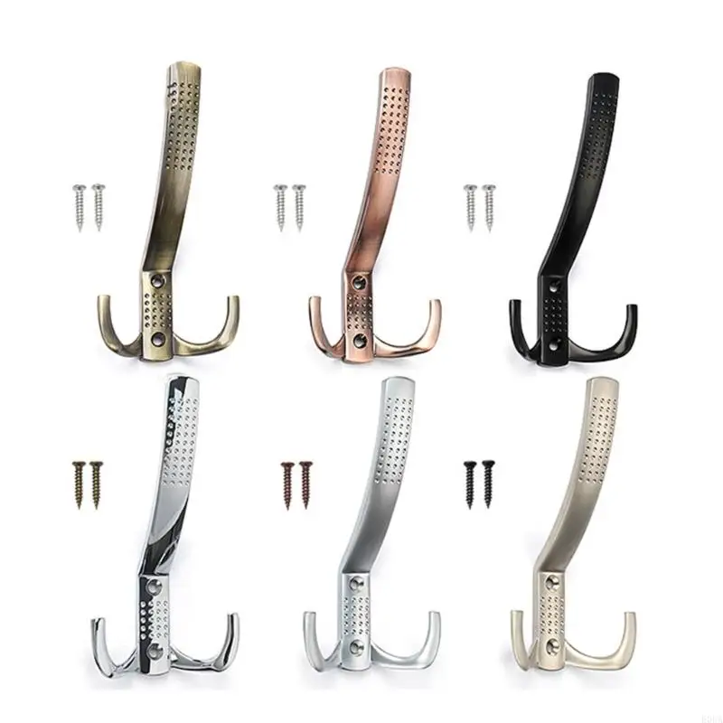 E06A Metal Coat Hook Wall Mounted Towel Hanger Double Prong Hook Zincs Alloy Wall Hanger Hook Metal Coat Hanger Hardware