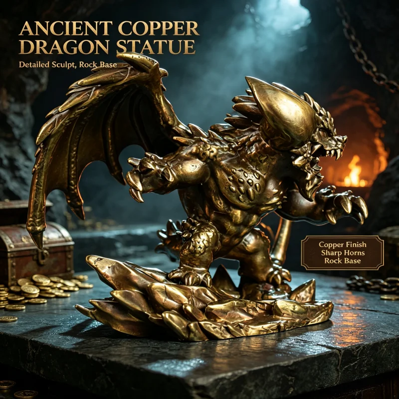 Solid Brass Fantasy Winged Creature Statue Antique Finish Metal Beast Figurine Tabletop Mini Home Office Decor Collectible Gift