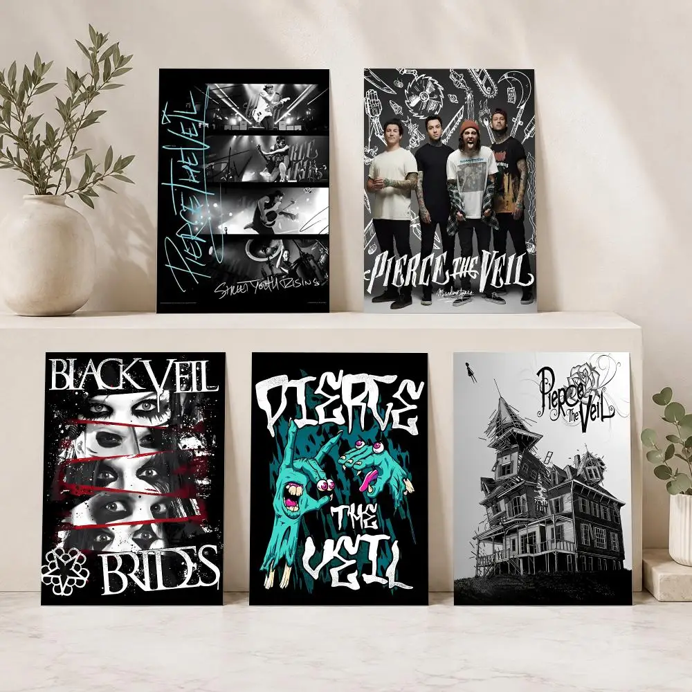 Rock Band P-Pierce The Veil Poster Stickers HD Painting Self-Adhesive Modern Art for Bedroom Living Room Home Decor Wall Decals