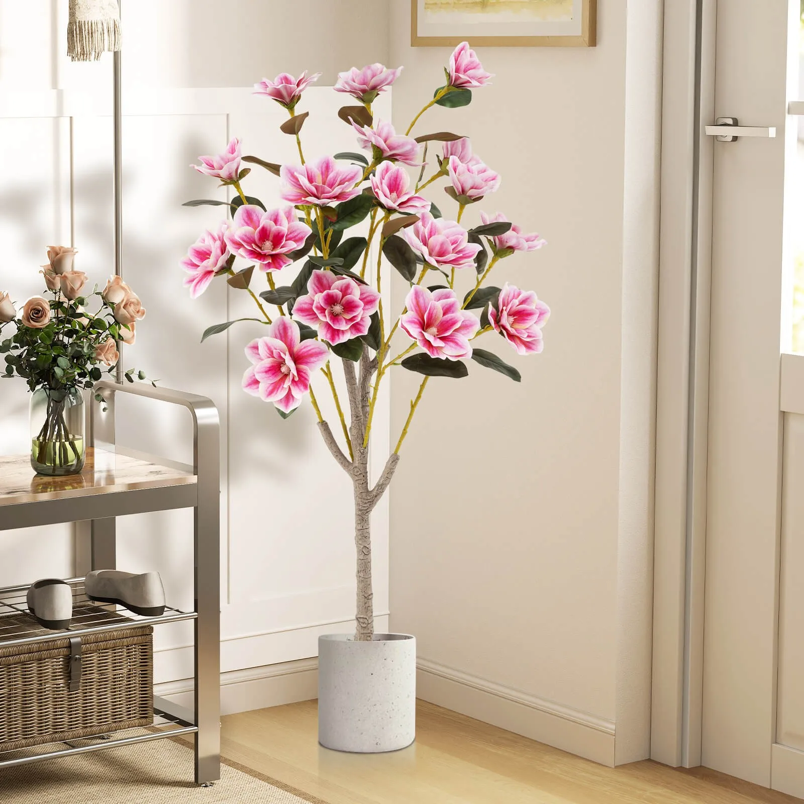 

51" Artificial Magnolia Tree w/ Elegant PEVA Leaves Multi-branch Trunks