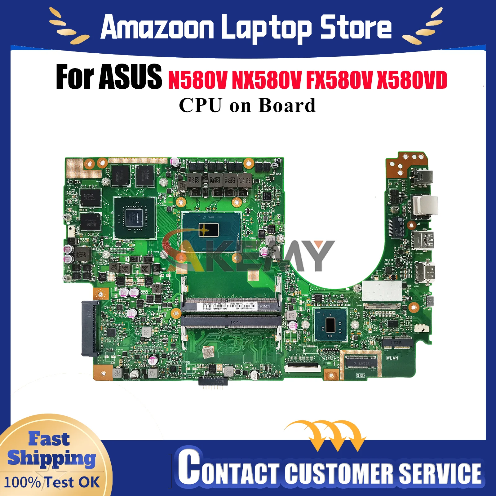 X580VD Scheda Madre Del Computer Portatile Per ASUS VivoBook X580V X580VD N580V NX580V X580VN FX580V Mainboard Con CPU 100% test OK nave veloce
