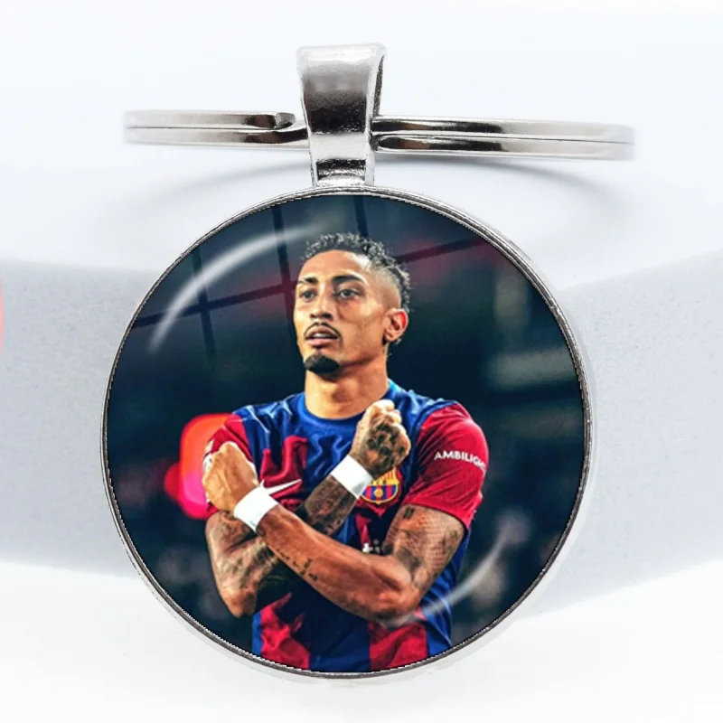 Soccer Legends Jersey Keychain  Football Players Messi Ronaldo Neymar Glass Cabochon KeyRing Bag Car Key Chain Jewelry Gifts