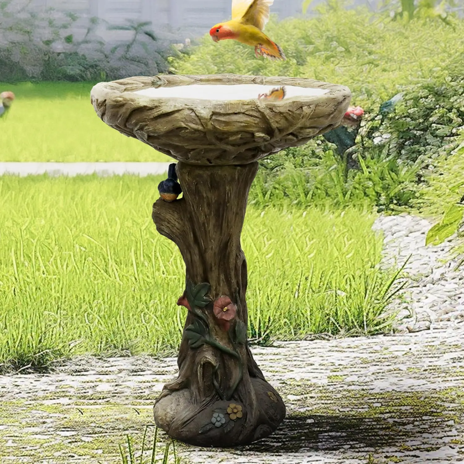 Garden Bird Bath Wood All Season Neutral