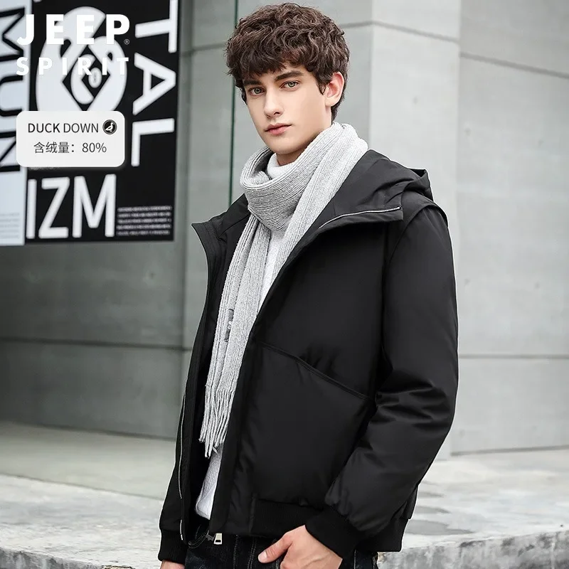 Mens Winter New Down Coats Mens Casual Slim Hooded White Duck Parkas Down Jackets High Quality Outdoor Thicken Warm Down Outwear