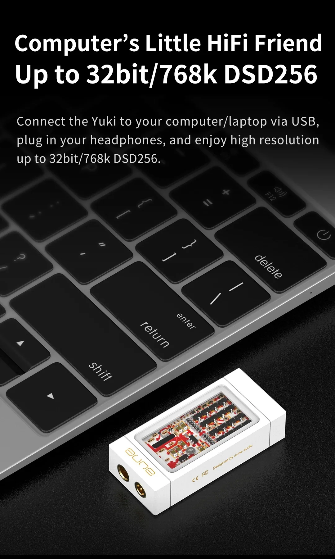 Aune YUKI HiFi مكبر للصوت المحمولة فك DAC AMP المزدوج CS43198 PCM32bit/768k DSD256 كابل محول OTG متوازن تمامًا