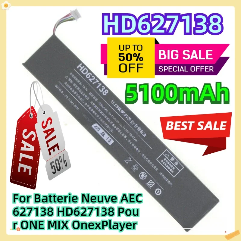 

For Batterie Neuve AEC627138 HD627138 Pour ONE MIX OnexPlayer 11.55V 5100mAh