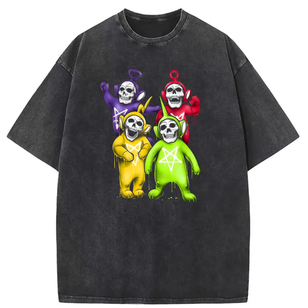 

Skeletubbies Crazy Washed Tshirt HipHop Skull Long Sleeve For Adult Summer Autumn Sweatshirts Customized New T Shirt Mens