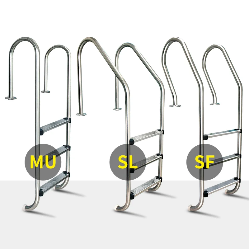 Swimming Pool Sewer Escalator 304 Stainless Steel Thickened Stair Step Household Bracket Handrail Climbing Ladder MU Type Ladder