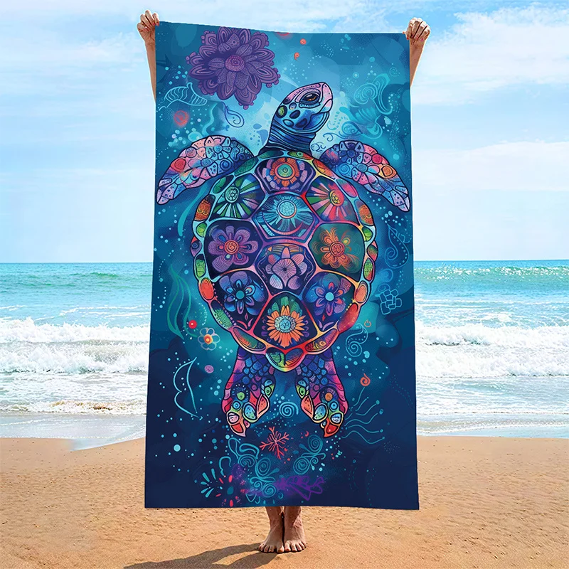 

Beach Towel Bohemian Style Turtle Pattern Sun Protection Windproof Suitable For Swimming Pool Camping Travel Blanket