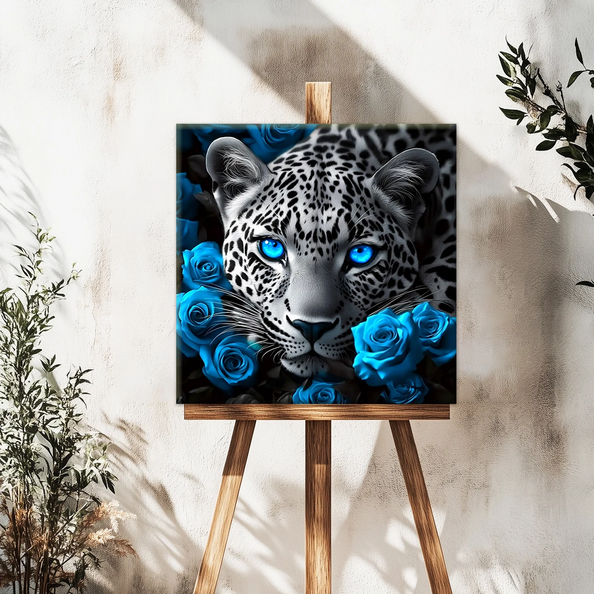 Vollstickerei aus Öko-Baumwollfaden 11CT 14CT bedrucktes Leoparden-Kreuzstich-Set 40x40cm 50x50cm – Detail 4