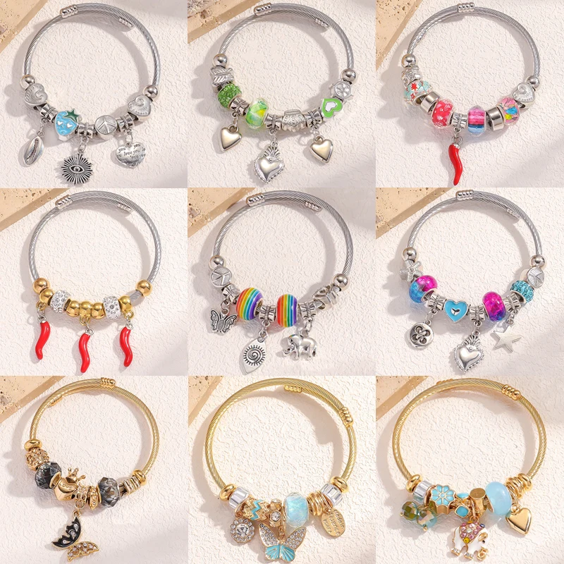 New Fashion Women's Creative Rainbow Butterfly Elephant Finished Bracelet Festival Lover DIY Charm Jewelry Foot Chain Gift