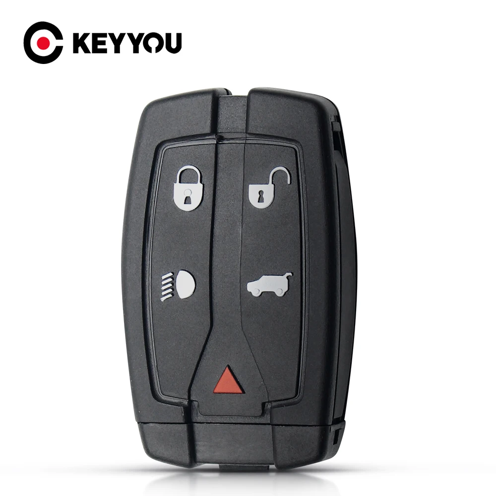 KEYYOU Replacement Key Case Shell For Land Rover Freelander 2 Discovery Remote Smart Car Key Fob 5 Button Uncut Blade