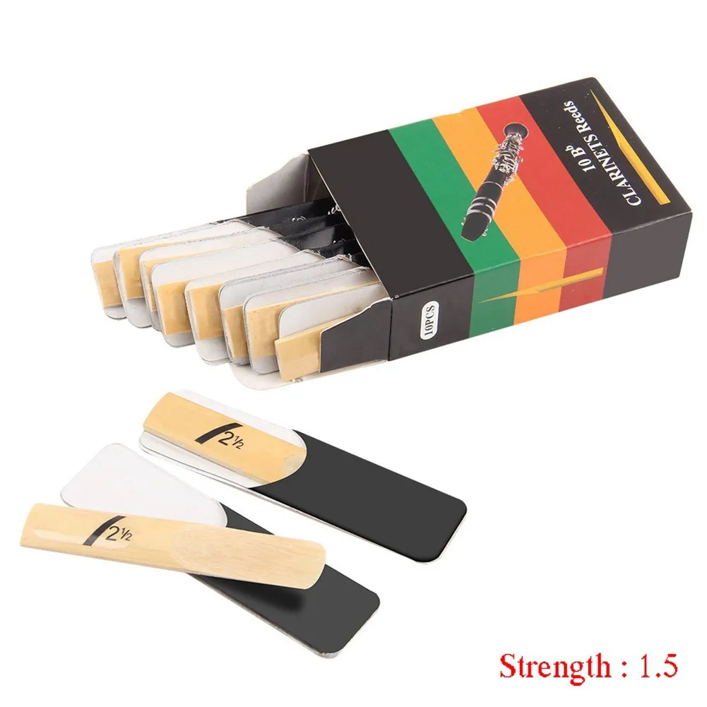 Bb Clarinet Reeds 10 Count Strength Levels 1.5 to 4.0 Air Dried Over Two Years for Enhanced Stability and Sound