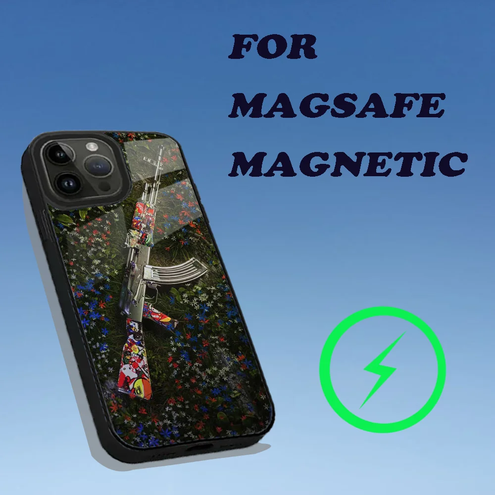 Ak-47 King of Guns Phone Case For iPhone 15,14,13,12,11,Plus,Pro,Max Mini Magsafe Magnetic Wireless Charging