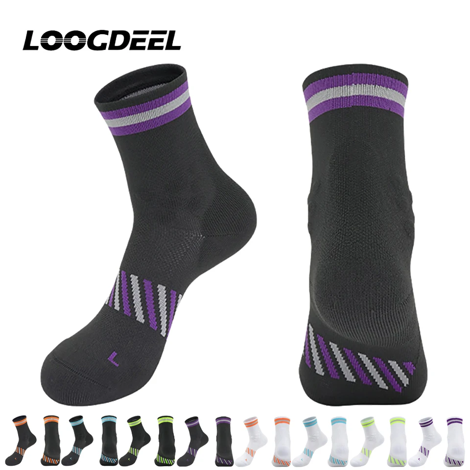 

Loogdeel Compression Running Socks For Men And Women Badminton Socks Breathable Sweat-wicking Crew Hiking Socks Non-slip Cycling