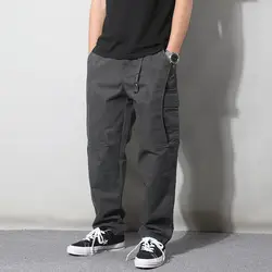 Spring Autumn Fashion Elastic Waist Drawstring Men's Clothing Loose Solid Trend Korean Pockets Straight Simplicity Cargo Pants