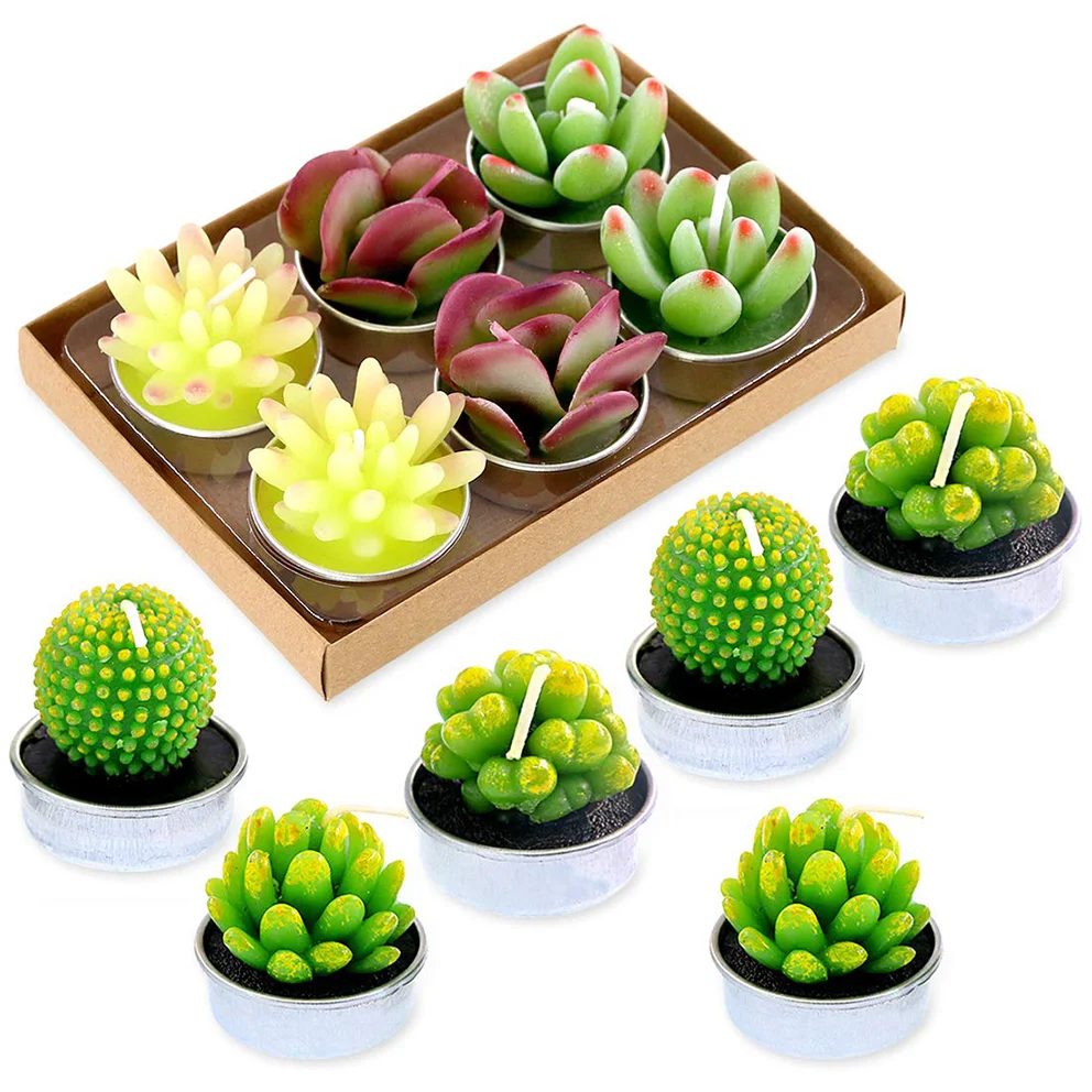 

12 Pcs Decorative Succulent Cactus Tealight Candles Kit Smokeless Succulent Plants Candles for Home Decor Wedding Gifts