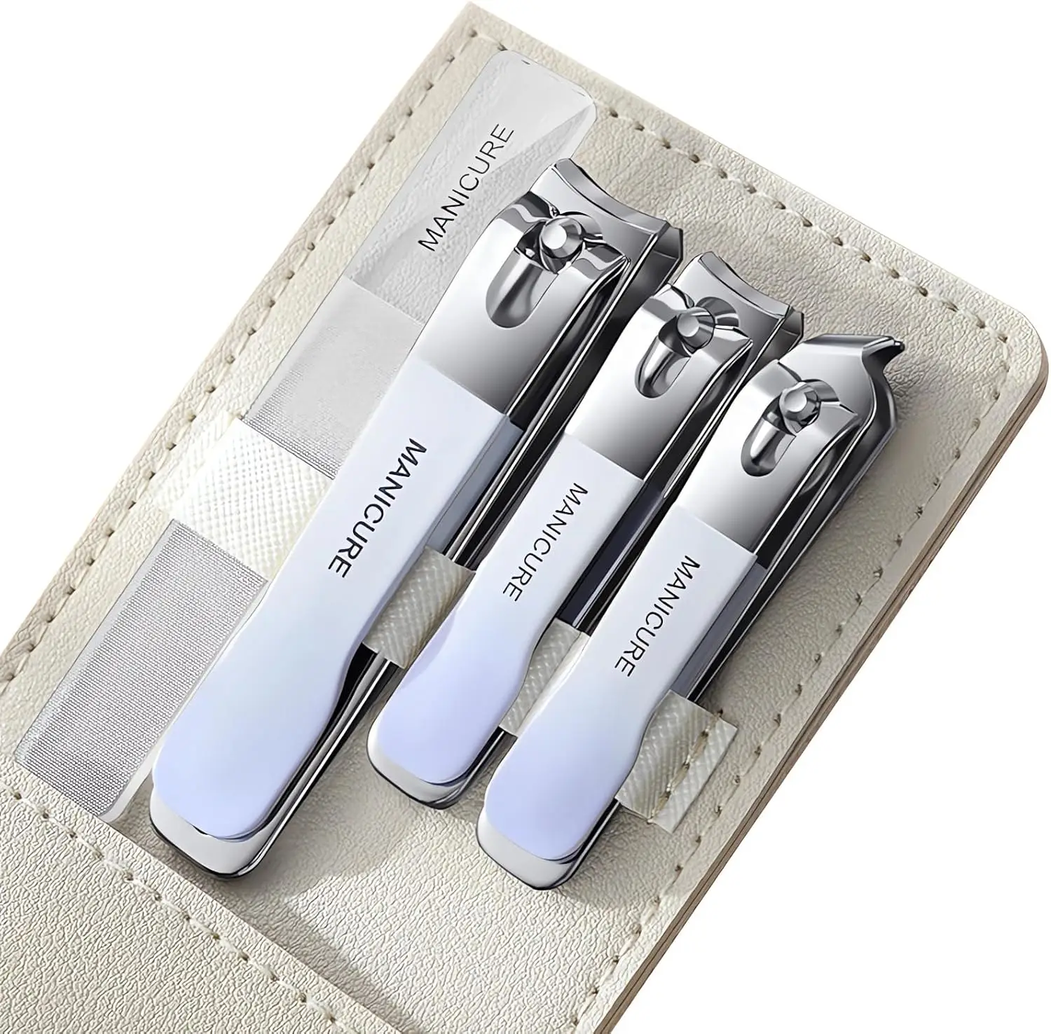 

4 Pcs Manicure Set Stainless Steel Nail Clippers Beauty Tool Portable Set Professional Grooming Kits Travel Nail for Men Women