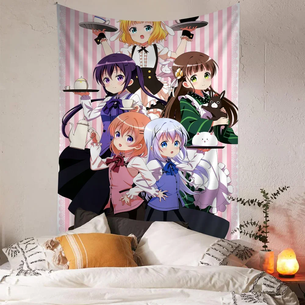 Anime Is the order a rabbit Movie Sticky Cartoon Tapestry Wall Hanging Decoration Household Home Decor