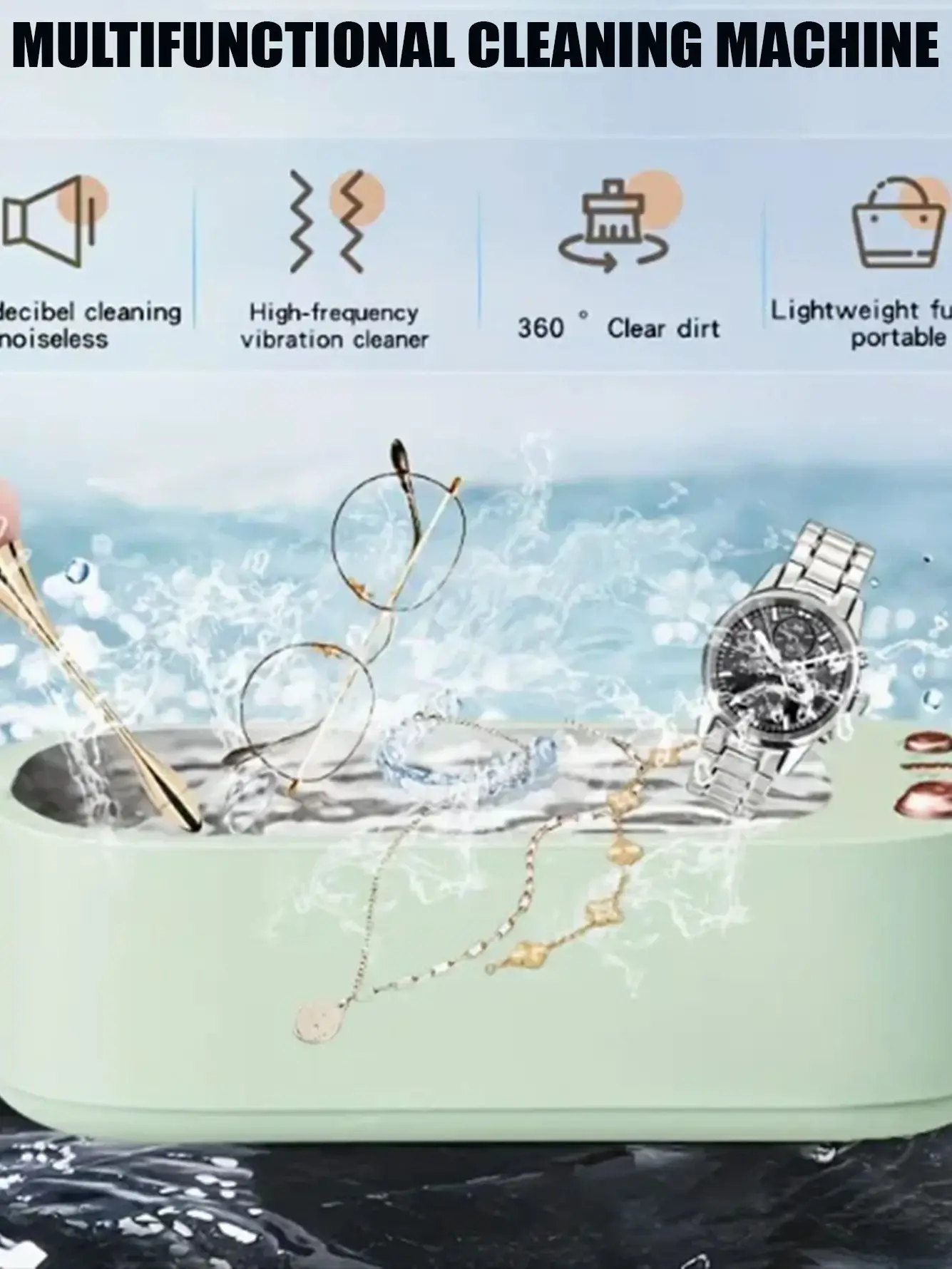 USB Rechargeable High-Frequency Vibration Eyeglass Cleaner withDigital Display - Portable Deep Cleaning for Glasses