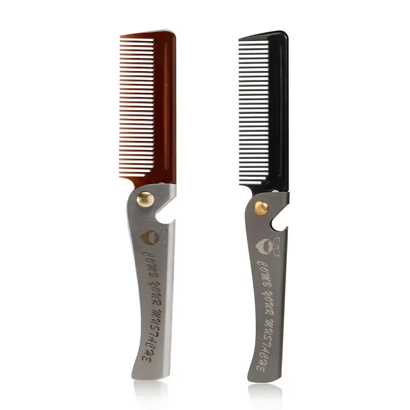 Multifuncional Folding Comb Men Beard Styling Combs Anti Static Portable Mustache Comb Multifunctional Hairdressing Tools