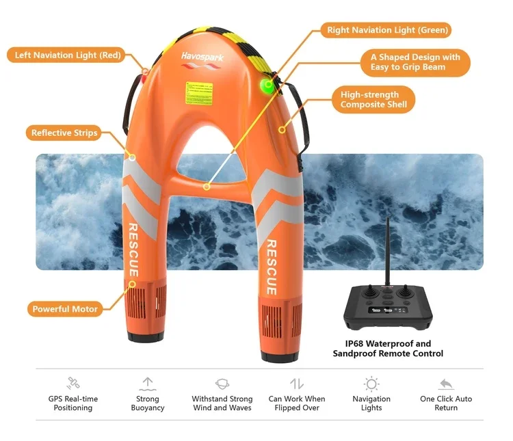 Remote-Control GPS Robotic Life Buoy Water Rescue Device unmanned water life-saving device operated by wireless remote control