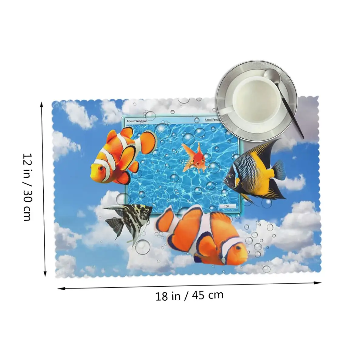 Swimming Frutiger Aero Fish Placemat Heat Resistant Plate Mat for Dining Table Bowl Coaster Super Absorbent Mats