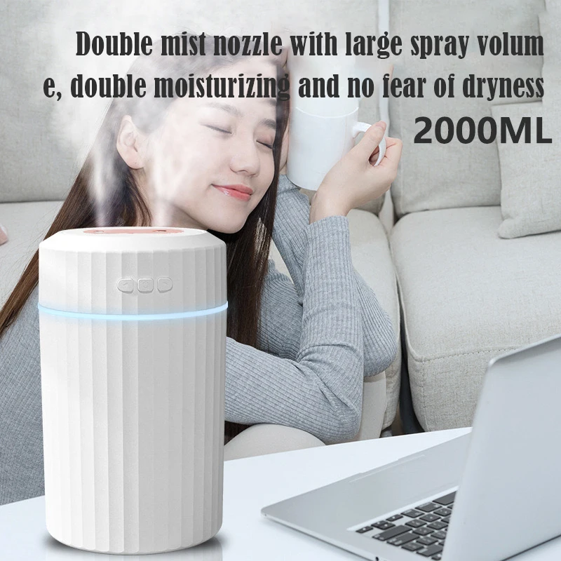 Mi 2L Air Humidifier Double Nozzle Essential Oil Aroma Fragrance Diffuser Ultrasonic Aromatherapy Diffuser With 7 Color Lights