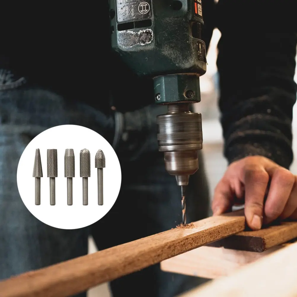 

1 Set Steel Rotary Burr File Set 5 Pieces Grinding Polishing Carving Engraving Cutting Tool for Drill Wood Metal Stainless